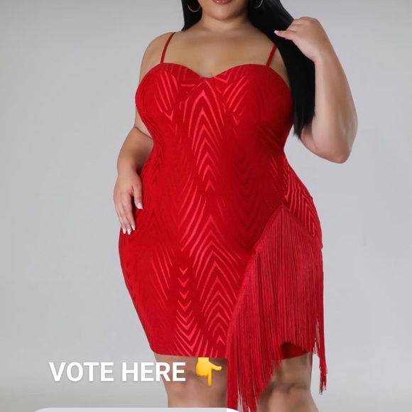 Red Fringe Dress - Picture 2 of 3